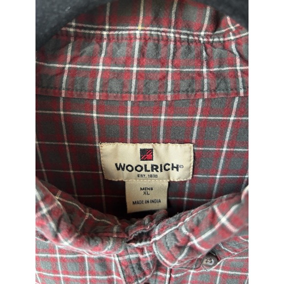 Woolrich Men's XL Long Sleeve Button Down Shirt Red Gray White Plaid - Picture 3 of 5